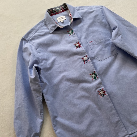 Vintage Susan Bristol Women’s Cotton Oxford Shirt – Button Down, Plaid Trim - Picture 5 of 16